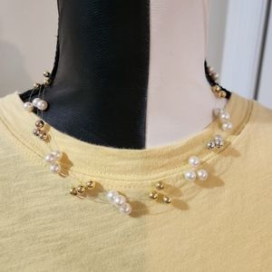 Lady Remington Beautiful pearl beaded floating illusion Necklace